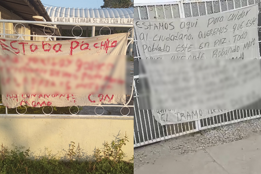 Cuelgan «narcomantas» en bardas de escuelas en Cunduacán y Huimanguillo.