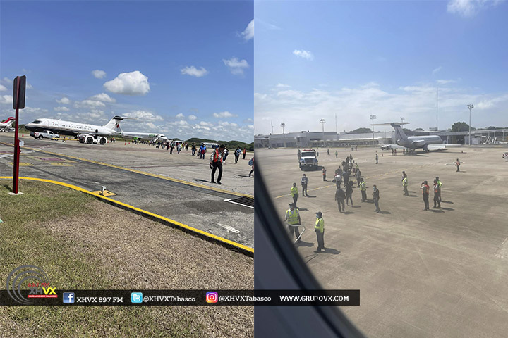 Avión sufre percance tras despegar en el Aeropuerto de Villahermosa