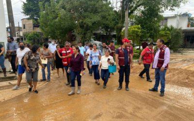 Protección Civil recorrió zonas  afectadas por fuertes lluvias en Teapa
