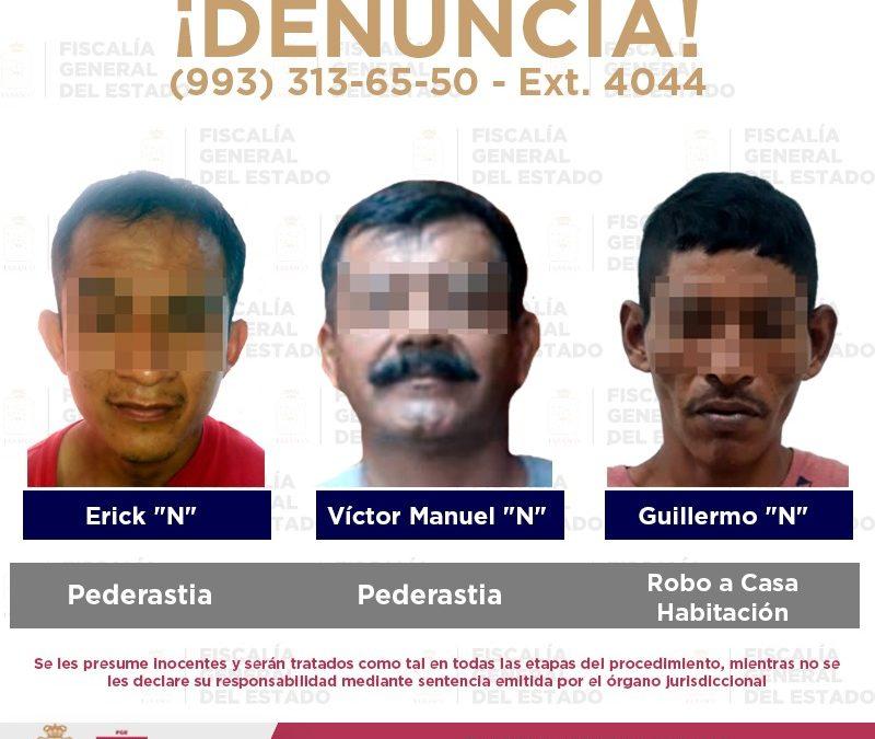 Por orden de aprehensión, detenidos presuntos responsables de pederastia, robo y daños: FGE