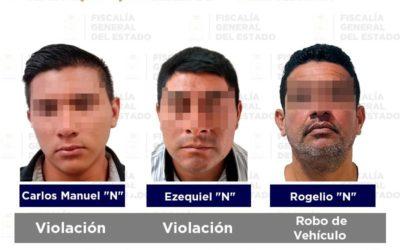 Por violación, robo de vehículo y violencia familiar, detiene FGE a cinco en distintos municipios.