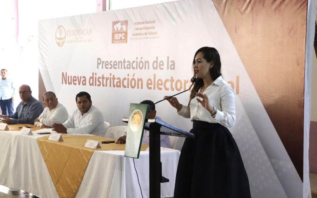 Presentan en Cunduacán la nueva geografía electoral distrital local